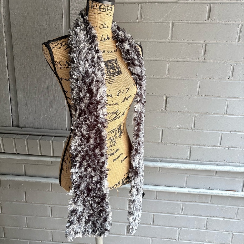 Fuzzy Black and Gray Scarf